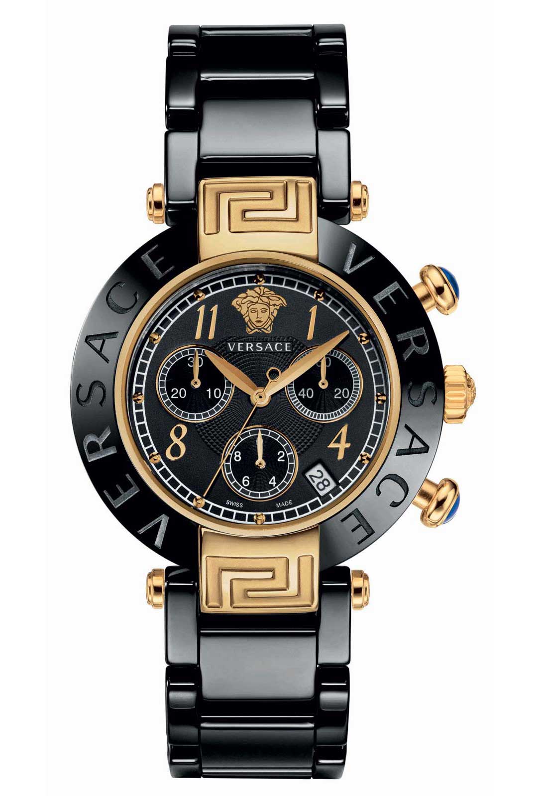 Versace QUARTZ CHRONO watch 5040D STEEL GOLD - Click Image to Close